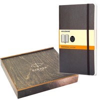 Комплект Блокнот Moleskine Classic середній чорний QP616 + Подарункова коробка для ручки Parker та блокноту Moleskine PW2