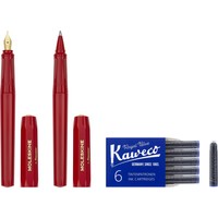 Фото Набір Moleskine x Kaweco Червоний Чорнильна ручка + Кулькова ручка + 6 картриджів KAWPENSETMRED